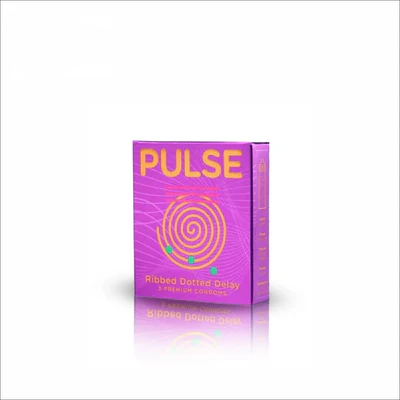 Pulse Ribbed Dotted Delay Condom Available in Cheapest Price